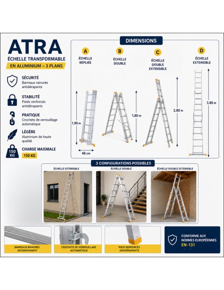 ATRA Echelle en aluminium 3x7