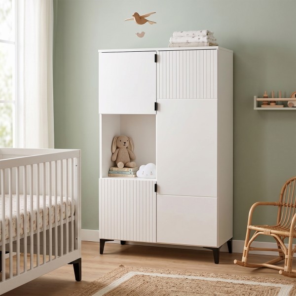 MIA Armoire 3 portes avec étagères et 1 niche
