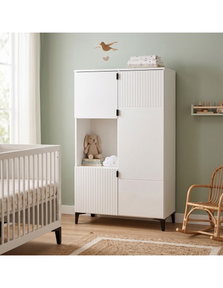 MIA Armoire 3 portes avec étagères et 1 niche