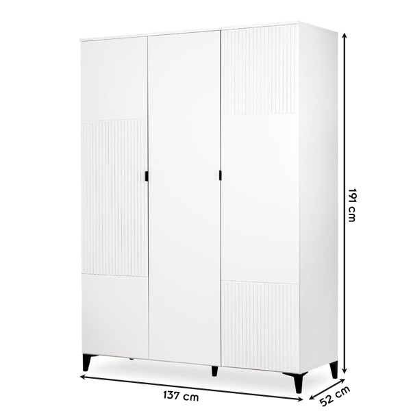 MIA Armoire penderie 3 portes avec étagères pour chambre enfant