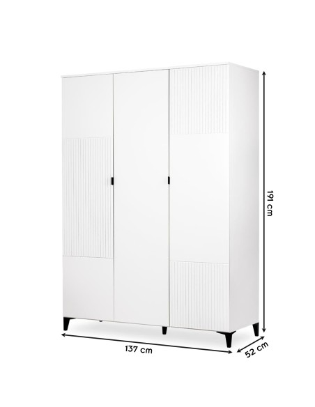 MIA Armoire penderie 3 portes avec étagères pour chambre enfant
