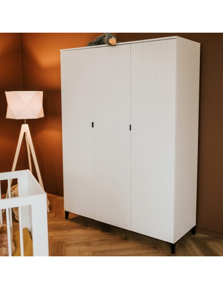 MIA Armoire penderie 3 portes avec étagères pour chambre enfant