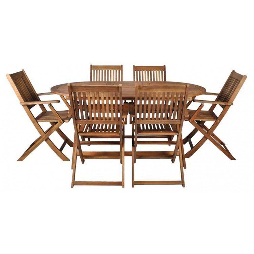 Ensemble Table et 6 chaises pliables de jardin  tout en bois