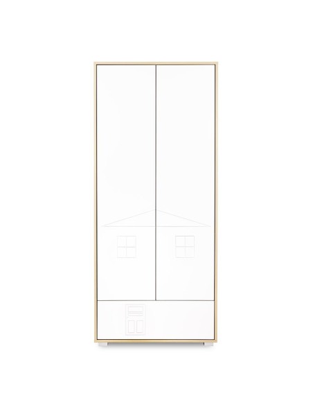 IDA Armoire penderie 2 portes avec étagères et 1 tiroir