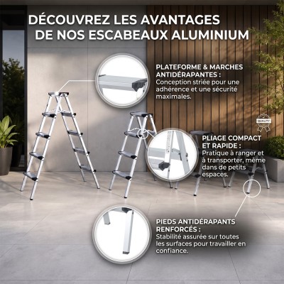 STEP Marchepied double pliable en aluminium – 2 à 5 marches 2