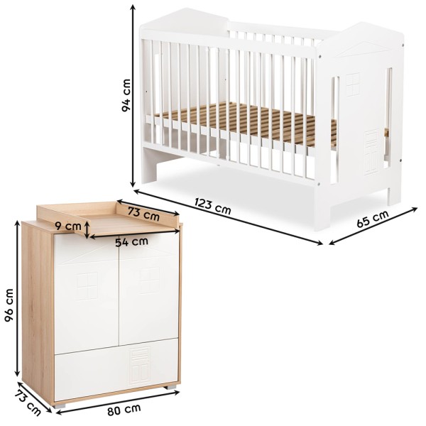 IDA Ensemble bébé commode + plan et lit