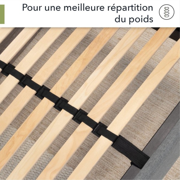 Sommier à lattes résistant avec fermeté réglable dos pieds inclus