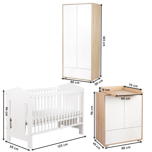 IDA Ensemble bébé armoire, commode et lit