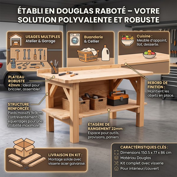 Etabli en bois douglas