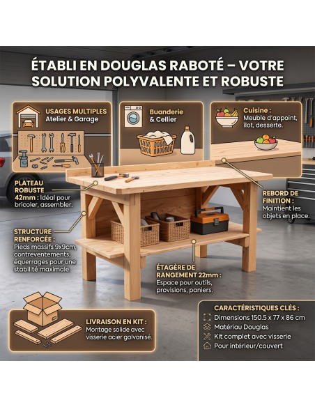 Etabli en bois douglas