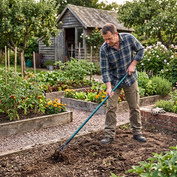 GARDEN Outils de jardinage - Cultivateur griffe piocheuse 3 dents avec manche long
