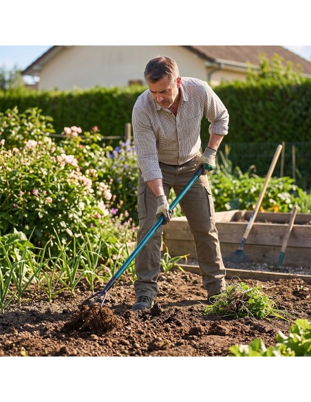 GARDEN Outils de jardinage - Cultivateur griffe piocheuse 3 dents avec manche long