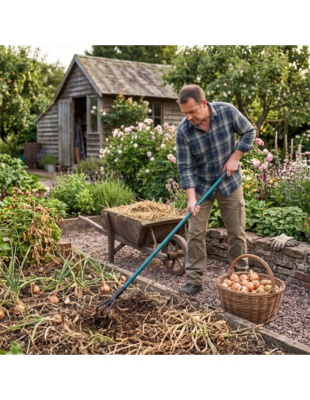 GARDEN Outils de jardinage - Cultivateur griffe piocheuse 3 dents avec manche long