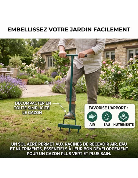 FIO Aérateur de pelouse manuel à pics manche long