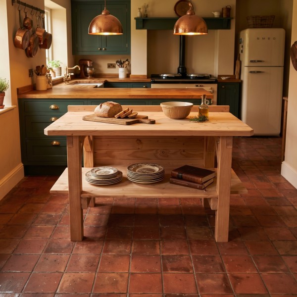 Îlot central de cuisine en bois Douglas