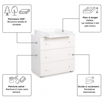 PAOLA Commode bébé 3 tiroirs 2