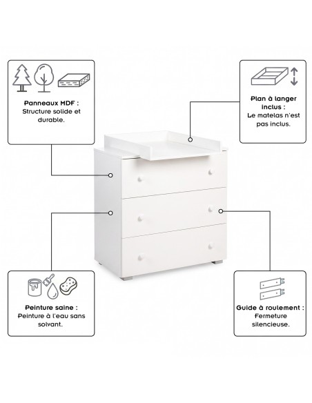 PAOLA Ensemble bébé lit et commode