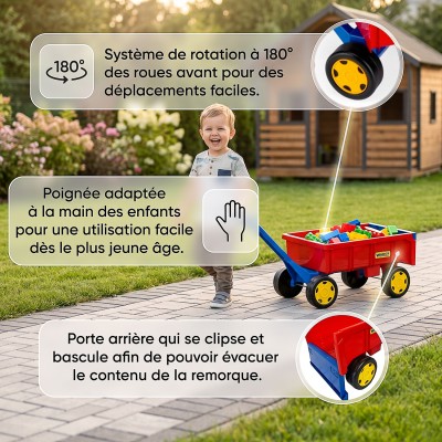 GIGANT chariot remorque enfant jardin plage à tirer 2
