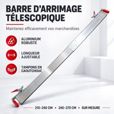 Barre d’arrimage télescopique aluminium utilitaire & remorque 2
