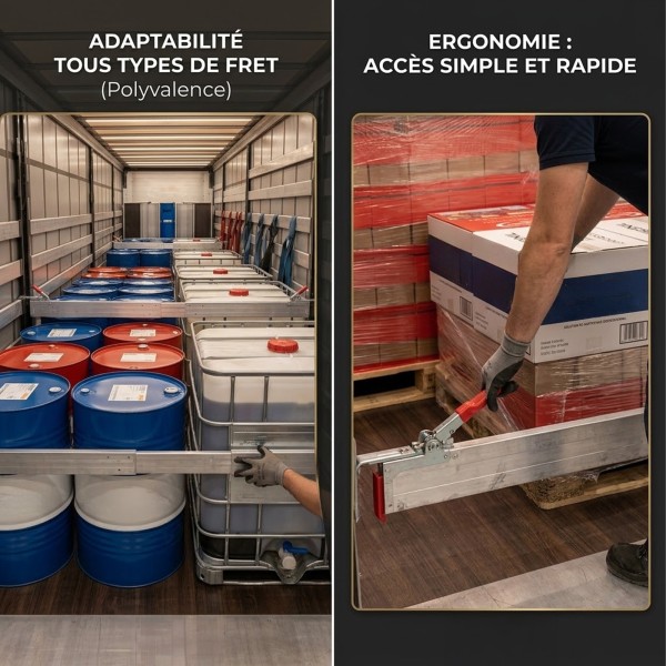 Barre d’arrimage télescopique aluminium utilitaire & remorque