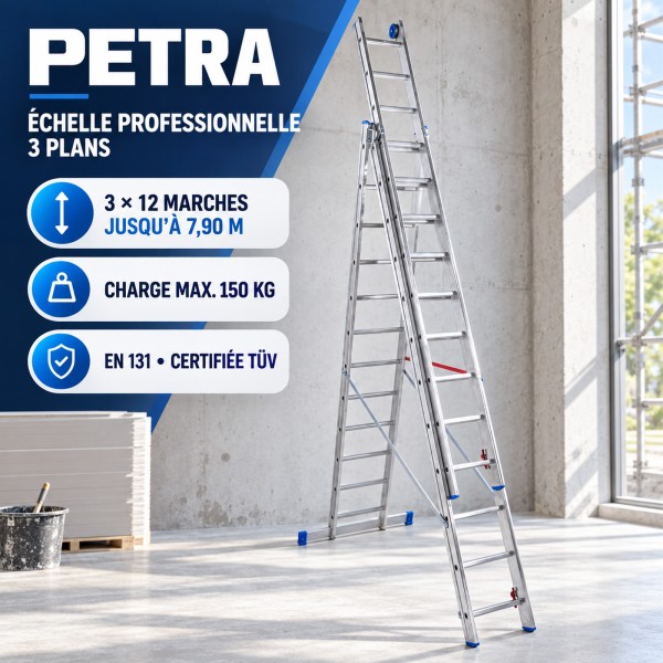 PETRA Échelle professionnelle transformable aluminium 3 plans
