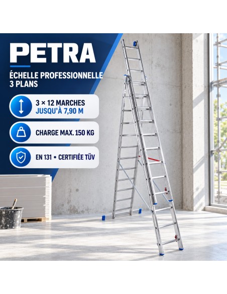 PETRA Échelle professionnelle transformable aluminium 3 plans
