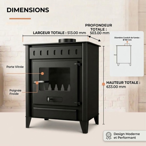 Dimensions du poêle à bois