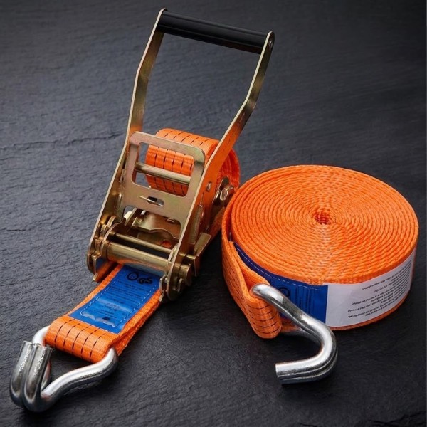 Kit sangle d'arrimage professionnelle orange à cliquet et crochets