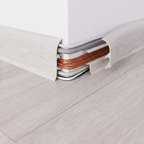 Plinthes goulotte passe-câble PVC 59 mm - 1,10 m avec raccords inclus