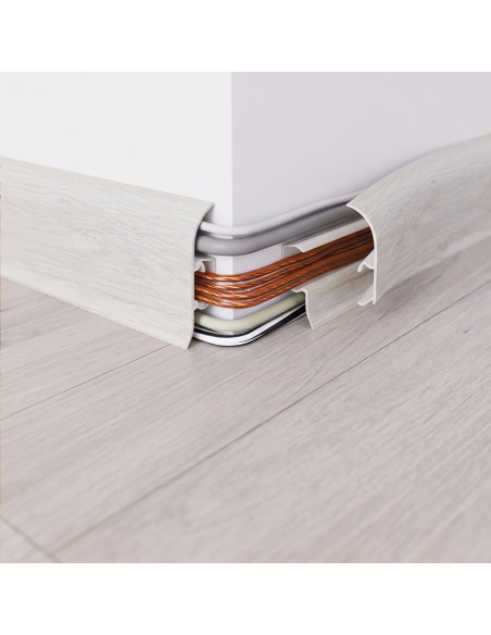 Plinthes goulotte passe-câble PVC 59 mm - 1,10 m avec raccords inclus