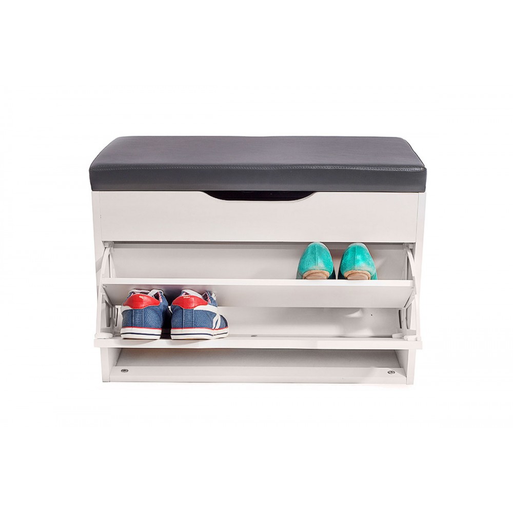 Banc Scandinave Avec Rangement DuneDesign - 90x34x44 Cm, Assise Rembourrée 5 Cm, Structure Bambou (charge 120 Kg) - Pour Entrée, Salle De Bain, Couloir - Style Nordique