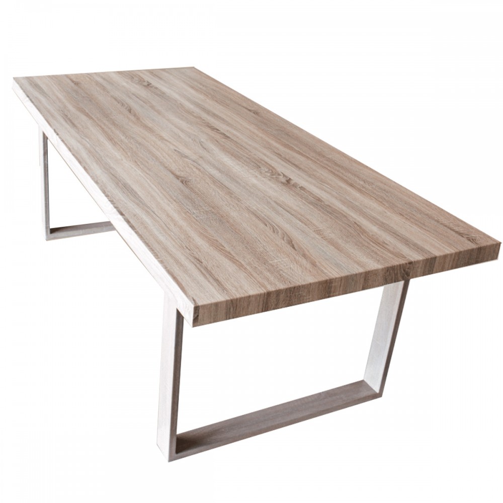 Grande table à manger en MDF imitation bois en promotion. Grande table à manger en MDF imitation bois, en promotion.