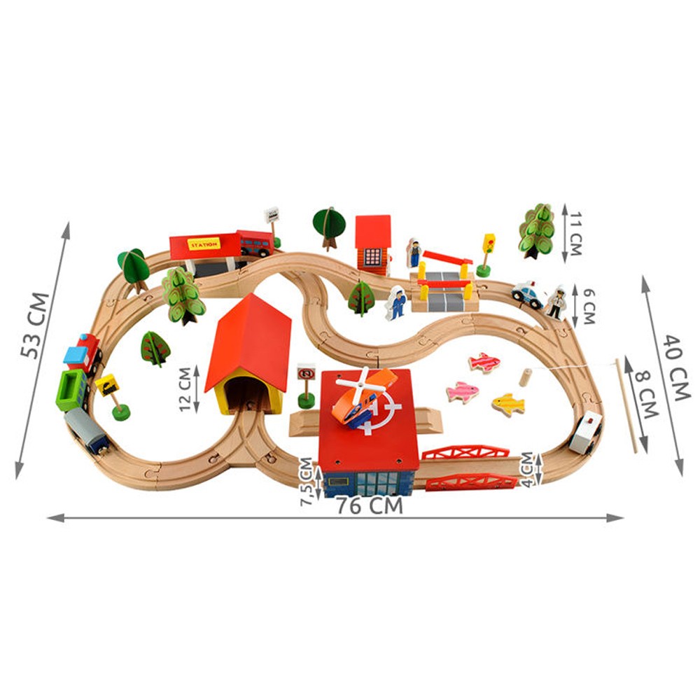 Petit circuit train léger, avec jeux de circulation en bois. Promotion