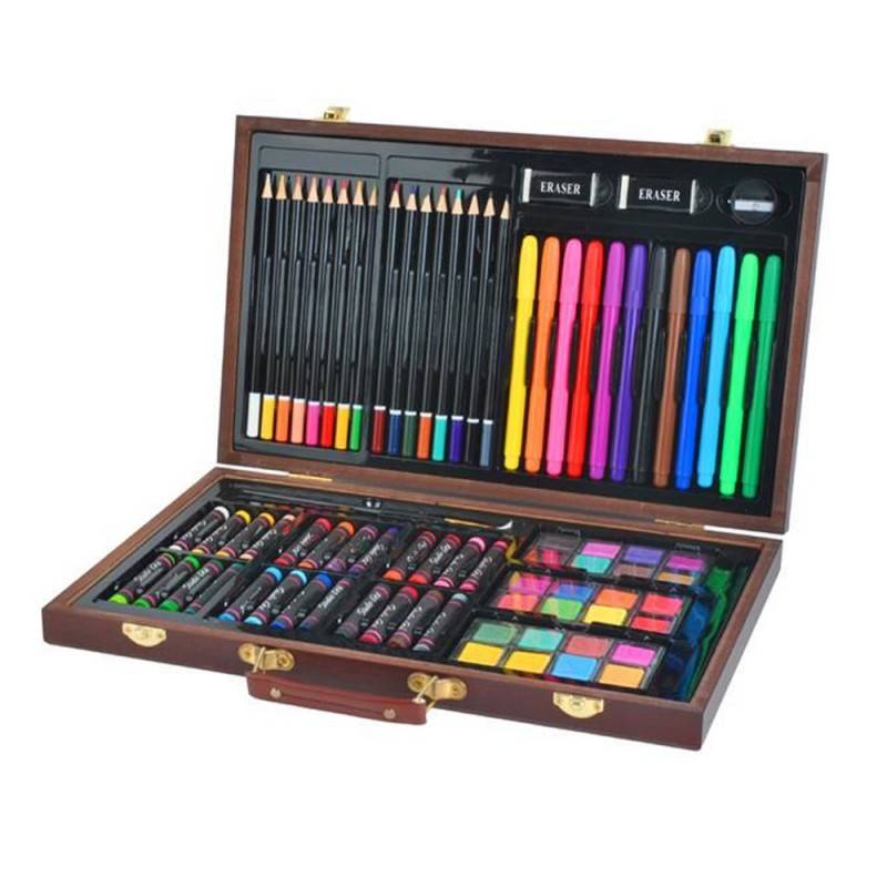 Coffret de crayons de couleurs, pastels, marqueurs aquarelles.