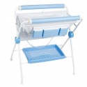 Combiné table à langer baignoire ouverte pois bleus
