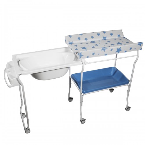 Baignoire rigide amovible table à langer Bleu motif étoiles