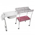 Baignoire rigide amovible table à langer rose motif étoiles