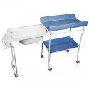 Baignoire rigide amovible table à langer bleu motif pois