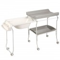 Baignoire rigide amovible table à langer grise motif pois