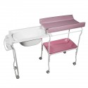Baignoire rigide amovible table à langer rose motif pois