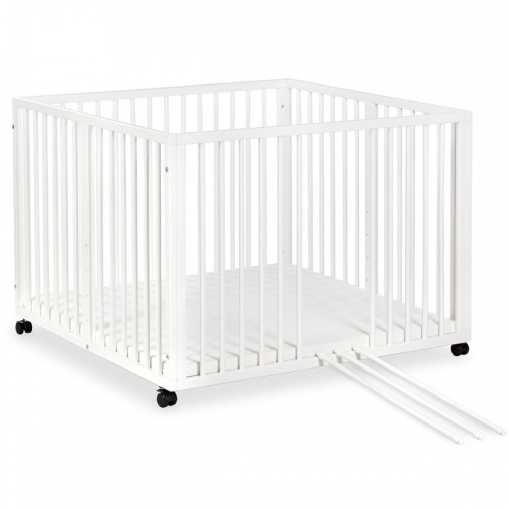 Parc Pour Bebe Reglable Jonas En Bois Avec Roulettes De 0 A 15 Kg