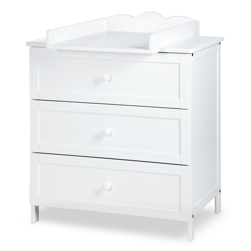 Commode avec plateau à langer amovible blanc ou gris 3 tiroirs RADEK