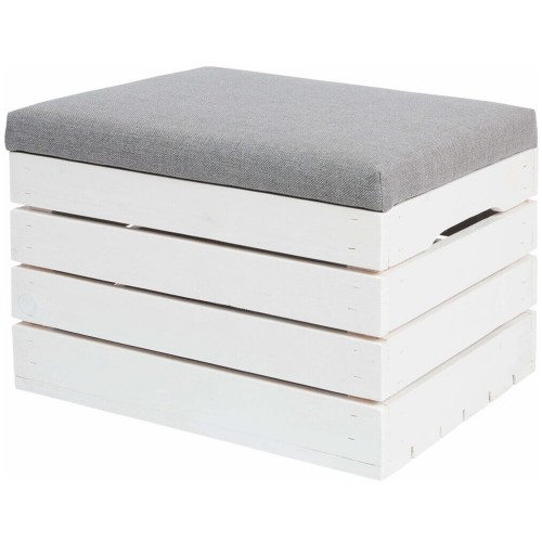 POUF Coffre de rangement en bois blanc avec siège rembourré