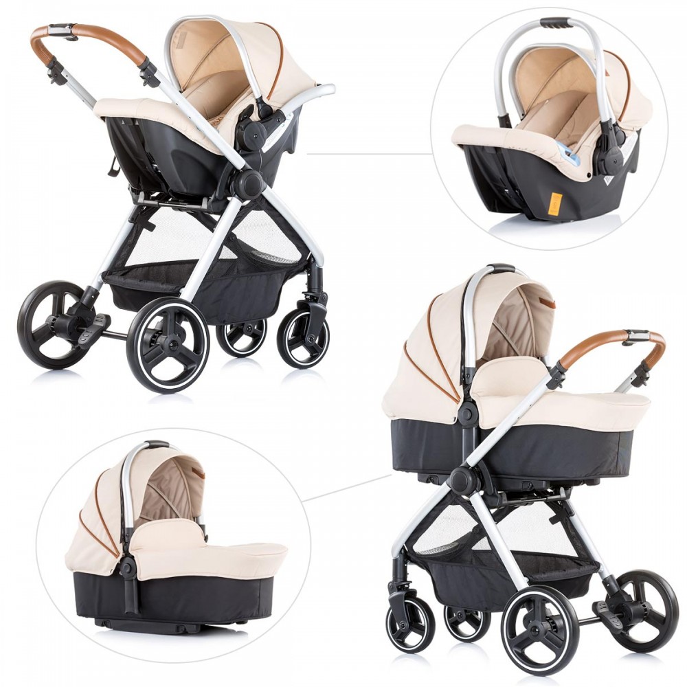 poussette trio beige