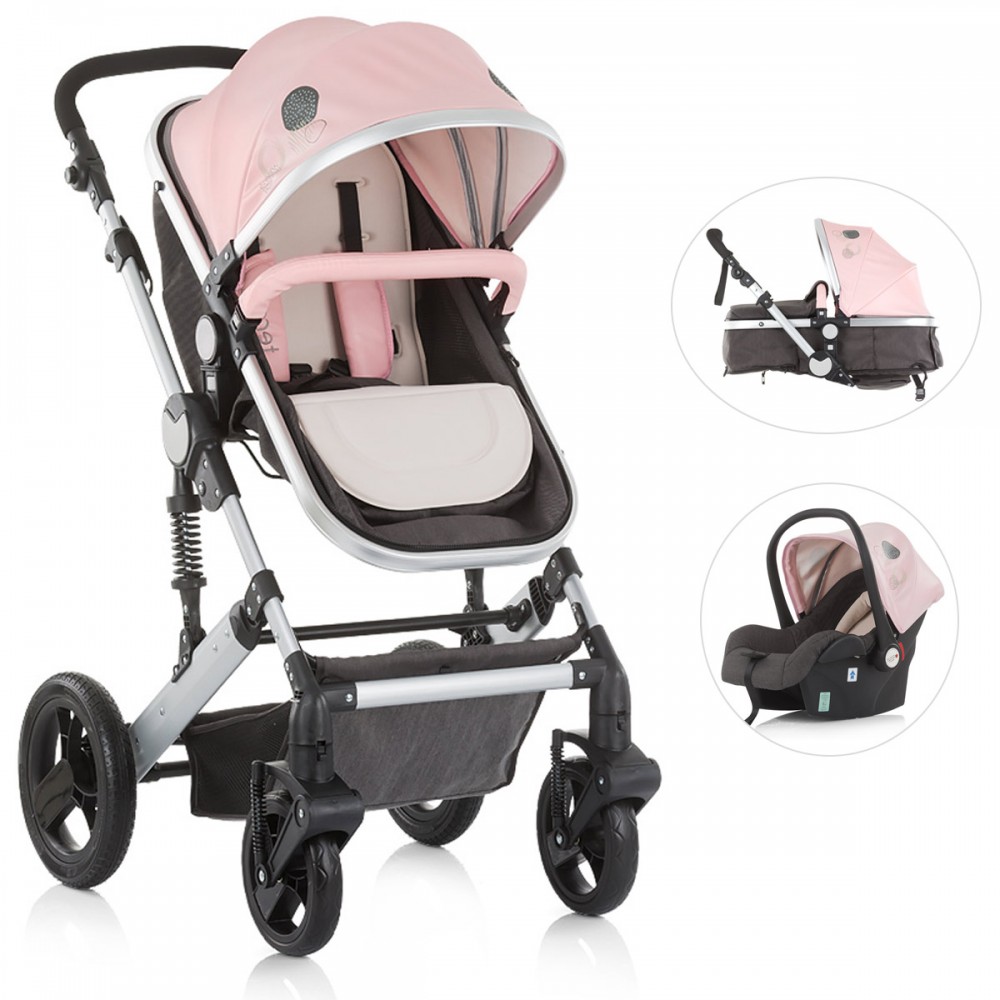 poussette 3 en 1 rose