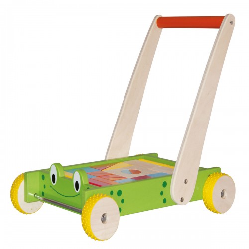 FROG Chariot de marche grenouille en bois avec blocs de jeux