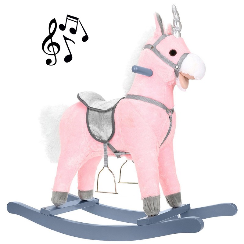 licorne bascule rose