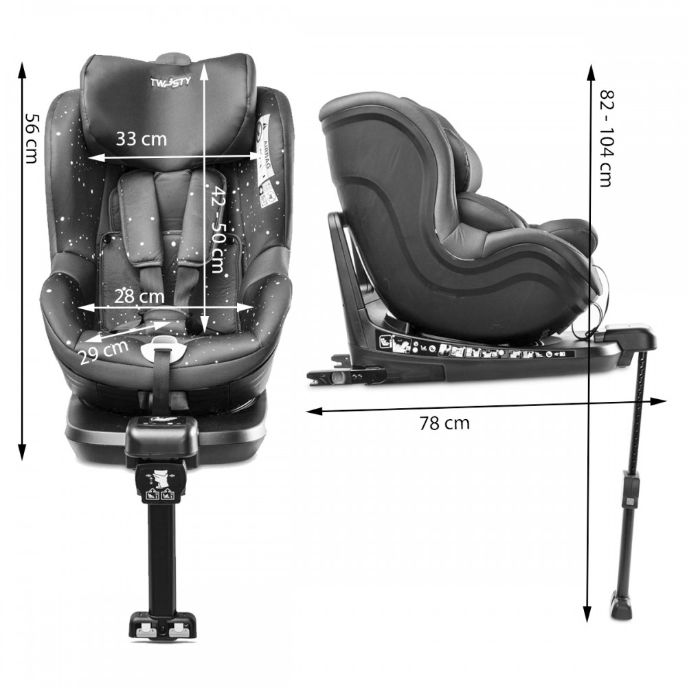 TWISTY Si/ège auto pivotant 360/° Isofix 0 /à 18 kg i-size Noir