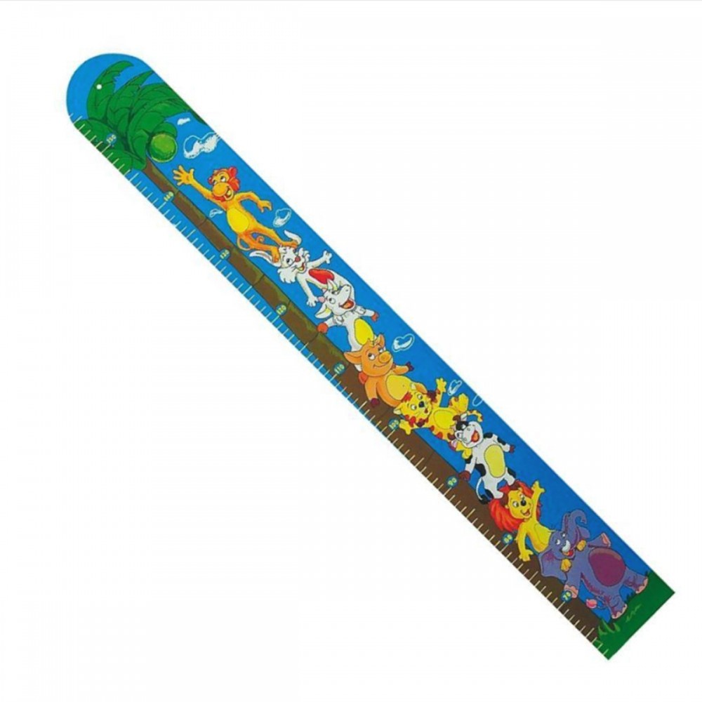 Toise En Bois Coloree Avec Motifs Animaux A Accrocher A Un Mur En Promo