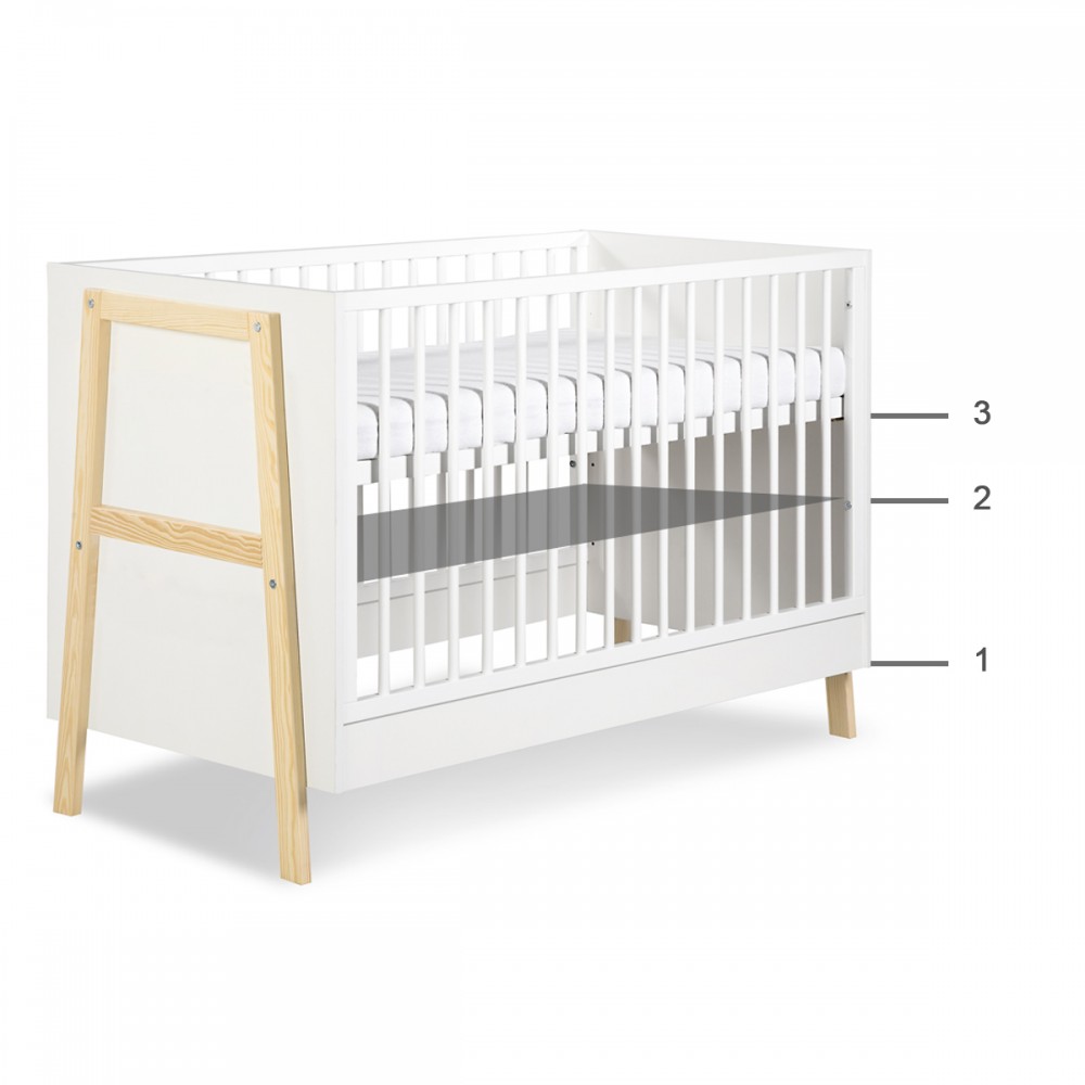 Lit bébé à barreaux Klups 120x60 avec sommier réglable